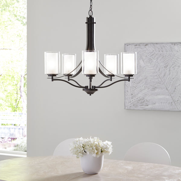 5 light outlet shaded chandelier
