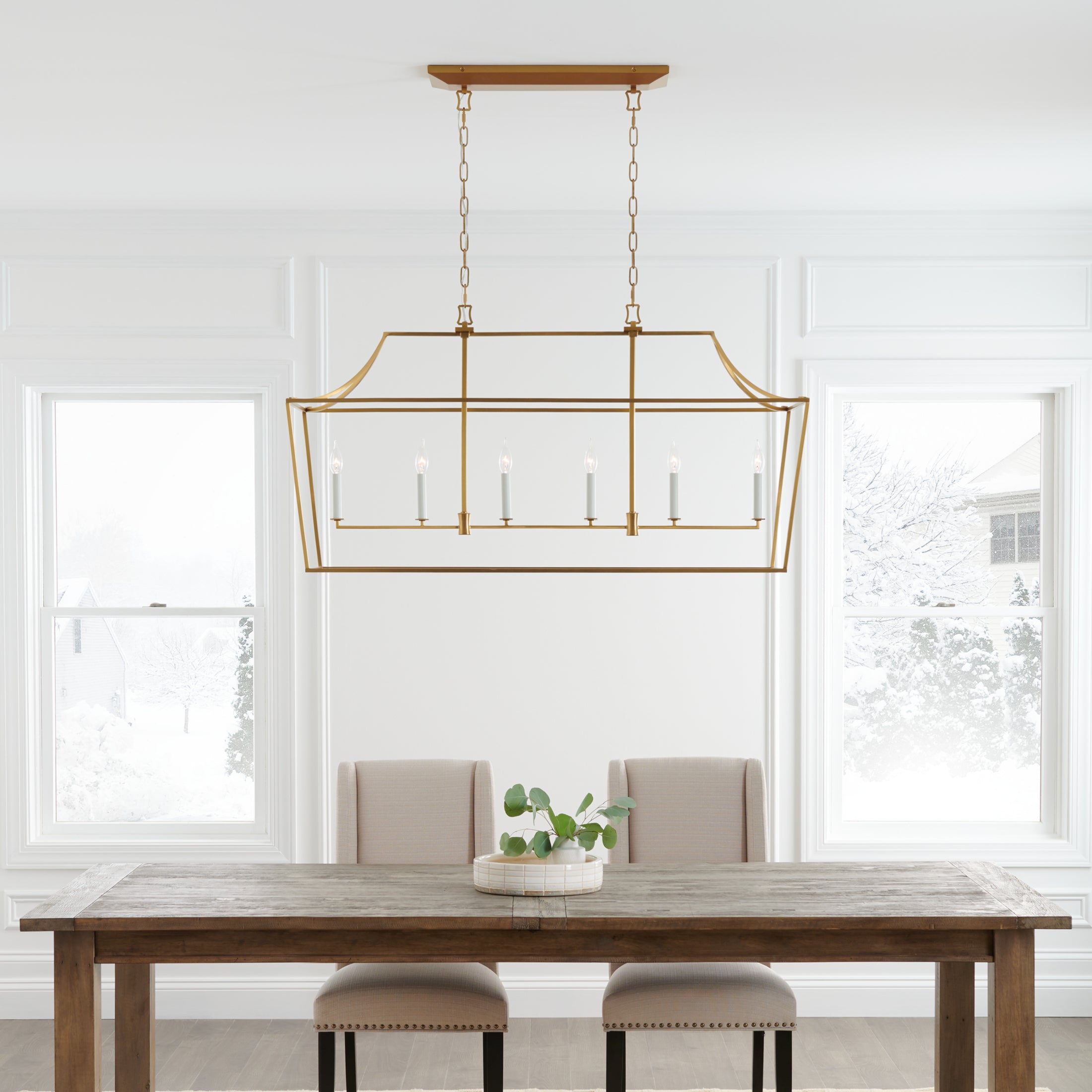 Linear shop lantern chandelier
